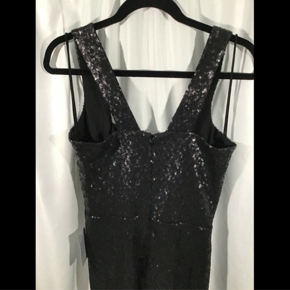 NWT $300 Dress the‎ Population Raven Sequin Gown Matte Black [SZ Medium ] - Picture 7 of 8
